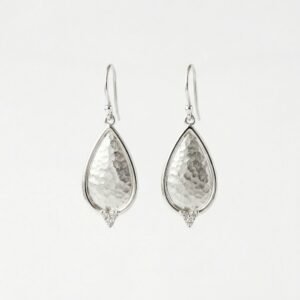 Silver Hammered Teardrop Earrings