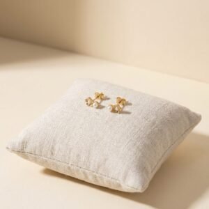 Golden Blossom Pearl Stud Earrings
